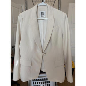 Women's Milly Alexa Single-Button Linen Blend Blazer size 10 in Cream